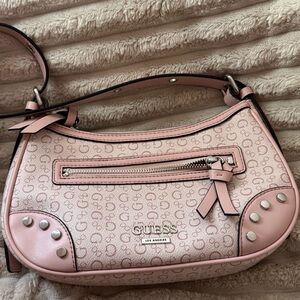GUESS Light Pink Shoulder Bag with Stud Accents